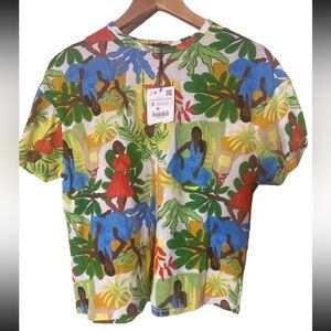 🩷Zara new with tag artsy shirt size small Art to wear